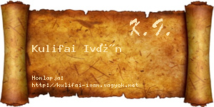Kulifai Iván névjegykártya