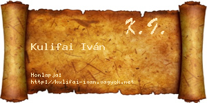 Kulifai Iván névjegykártya